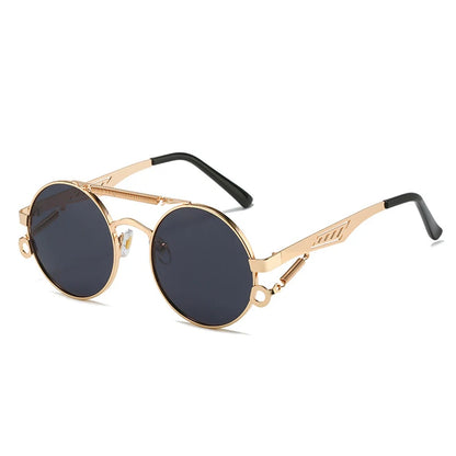 Retro Metal Double Bridges Round Sunglasses