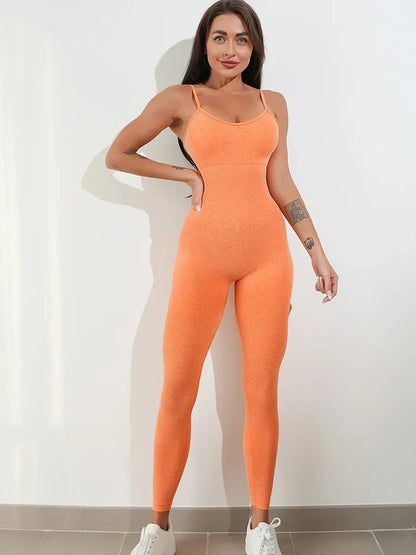 Seamless Yoga Jumpsuits Sports Fitness Hip-lifting Straps One-Piece Running Leggings Bodysuits Workout Gym Tracksuits for Women