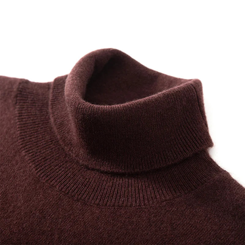 Fashion Basic Men 100% Cashmere Sweater Turtleneck Long Sleeve Pullover Clothing Smart Casual Cashmere Knitwear Clothing Tops