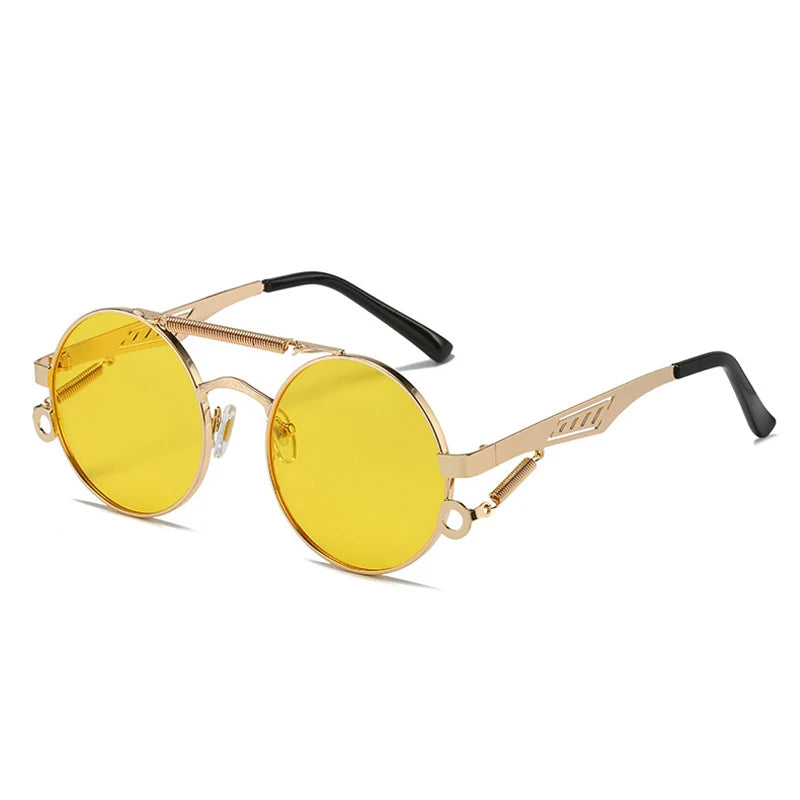 Retro Metal Double Bridges Round Sunglasses