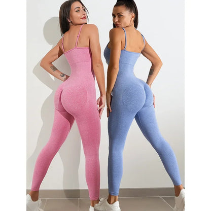 Seamless Yoga Jumpsuits Sports Fitness Hip-lifting Straps One-Piece Running Leggings Bodysuits Workout Gym Tracksuits for Women