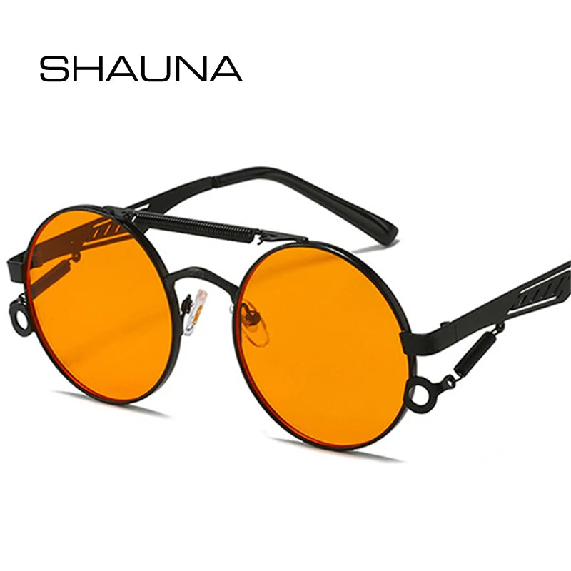 Retro Metal Double Bridges Round Sunglasses