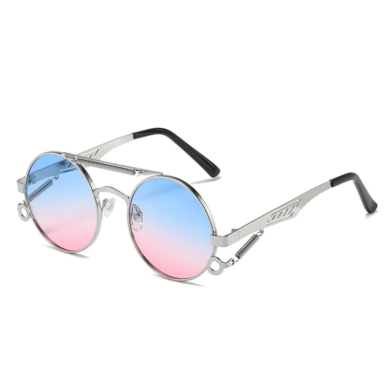 Retro Metal Double Bridges Round Sunglasses