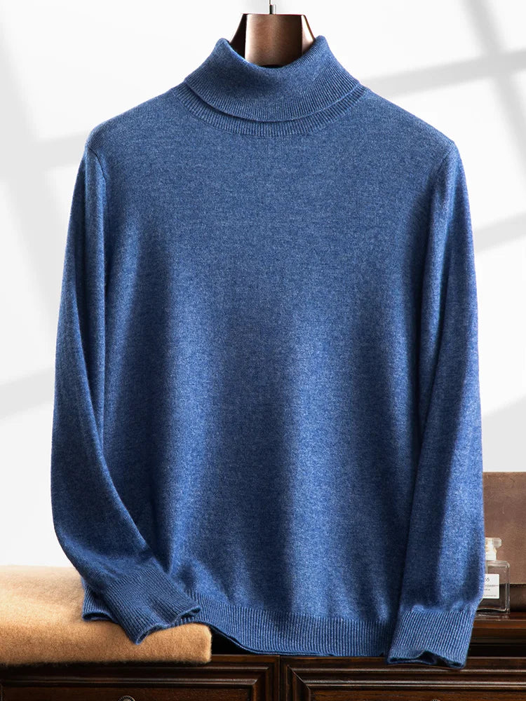 Fashion Basic Men 100% Cashmere Sweater Turtleneck Long Sleeve Pullover Clothing Smart Casual Cashmere Knitwear Clothing Tops