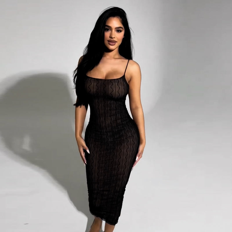 Mesh Sexy Dresses Women Casual Bodycon Ladies Dress