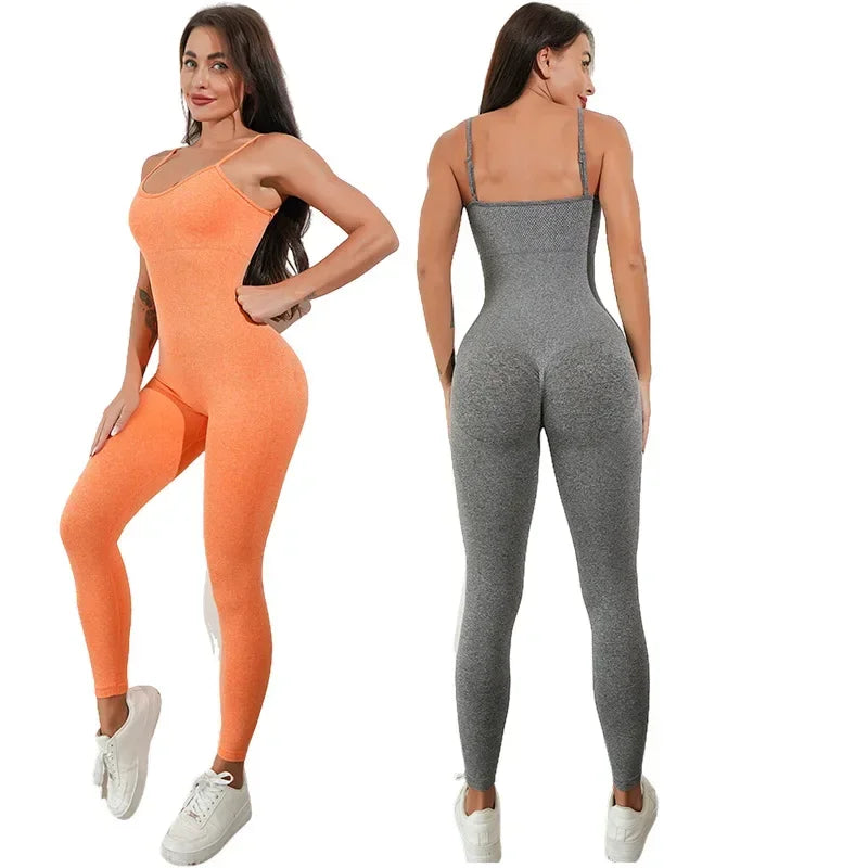 Seamless Yoga Jumpsuits Sports Fitness Hip-lifting Straps One-Piece Running Leggings Bodysuits Workout Gym Tracksuits for Women