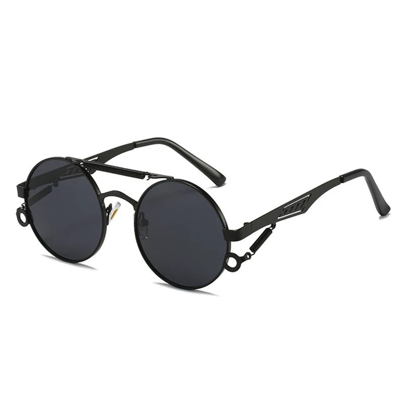 Retro Metal Double Bridges Round Sunglasses