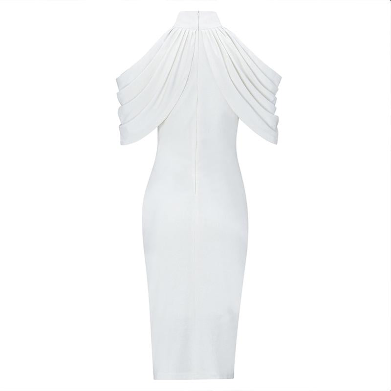 Halter sexy white party dress Women sleeveless patchwork club