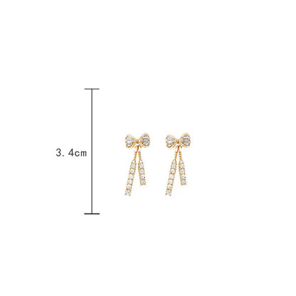 Bow Diamond Crystal Earrings Fashionable And Stylish Earrings New Trendy Design Silver Needle Earrings For Women