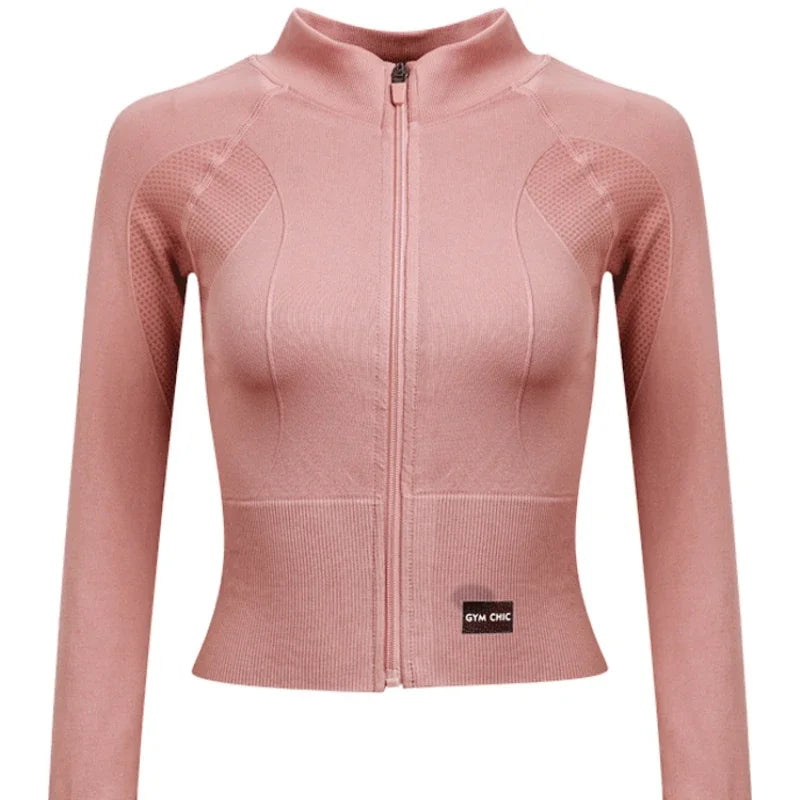 Long Sleeve Sports Jacket Women Zip Fitness Yoga Shirt Winter Warm Gym Top Activewear Running Coats Workout Clothes for Cycling