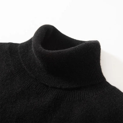 Fashion Basic Men 100% Cashmere Sweater Turtleneck Long Sleeve Pullover Clothing Smart Casual Cashmere Knitwear Clothing Tops