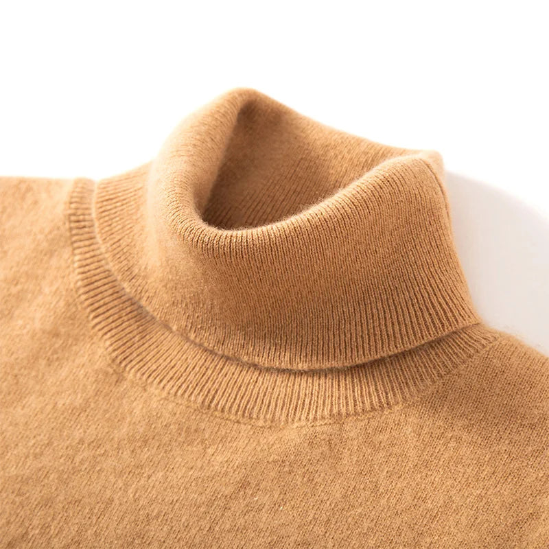 Fashion Basic Men 100% Cashmere Sweater Turtleneck Long Sleeve Pullover Clothing Smart Casual Cashmere Knitwear Clothing Tops