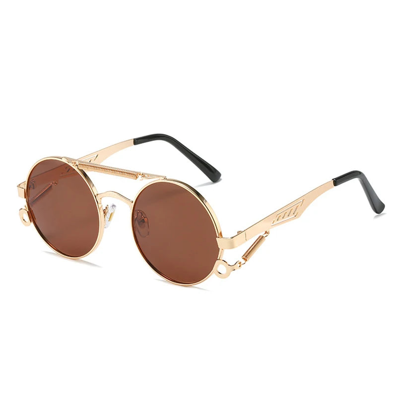 Retro Metal Double Bridges Round Sunglasses