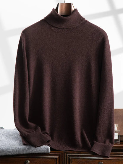 Fashion Basic Men 100% Cashmere Sweater Turtleneck Long Sleeve Pullover Clothing Smart Casual Cashmere Knitwear Clothing Tops