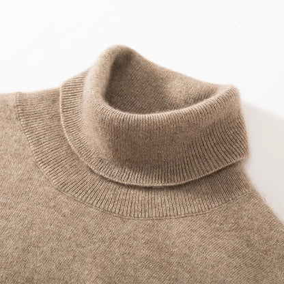 Fashion Basic Men 100% Cashmere Sweater Turtleneck Long Sleeve Pullover Clothing Smart Casual Cashmere Knitwear Clothing Tops