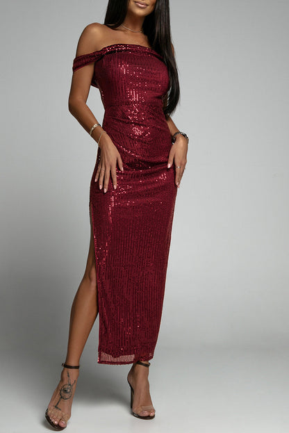 Off Shoulder Sequin Party Dress