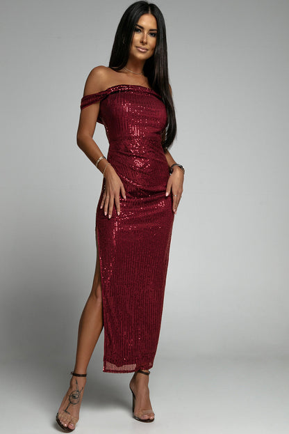 Off Shoulder Sequin Party Dress