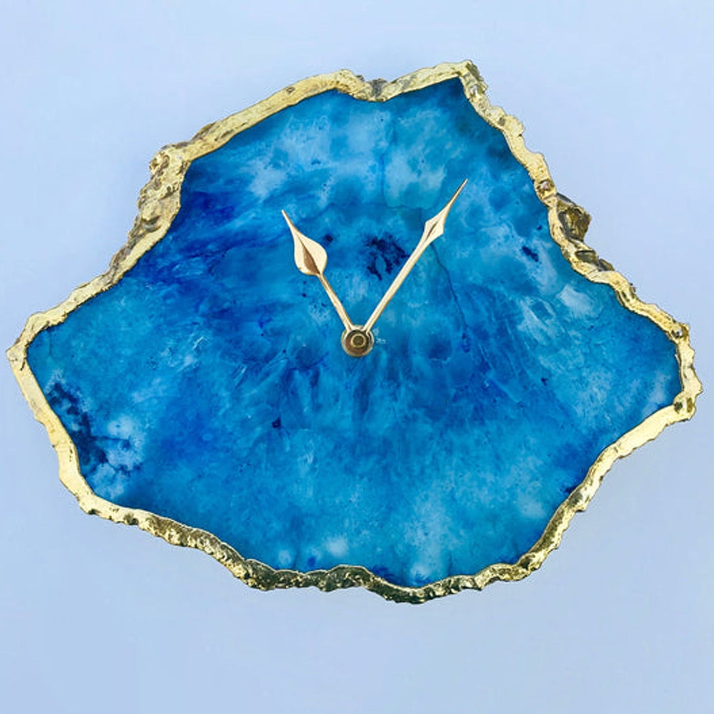 Ocean Blue Large Agate Wall/Table Clock/Personalised Momento