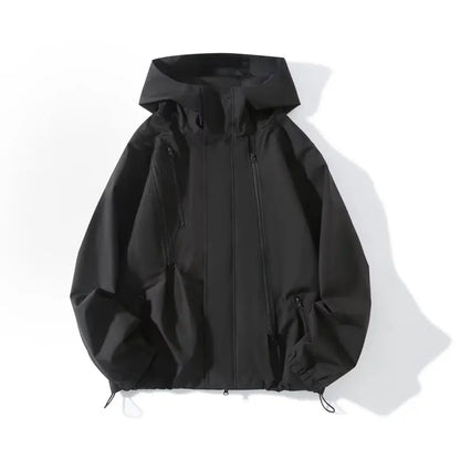 Outdoor Jacket Lovers Plus Size Women Autumn New Loose Leisure Weatherproof Rainning Proof Hooded Zipper Trench Coat 2275