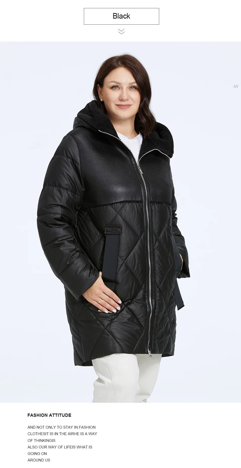 Astrid Women's Winter Jacket 2023 Plus Size Women Parka Long Bio Down Jackets Stitching Design Thick Fleece Hooded Quilted Coat