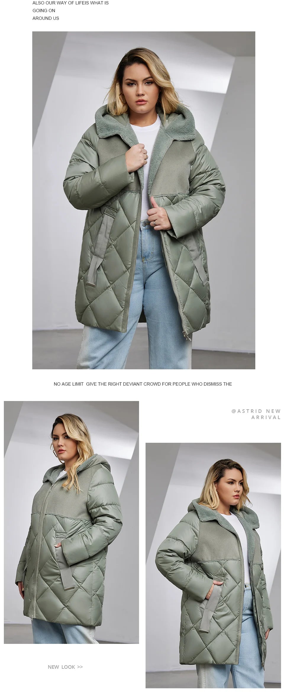 Astrid Women's Winter Jacket 2023 Plus Size Women Parka Long Bio Down Jackets Stitching Design Thick Fleece Hooded Quilted Coat