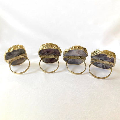 Set of 4 Hand Rounded Amethyst Agate Napkin Rings