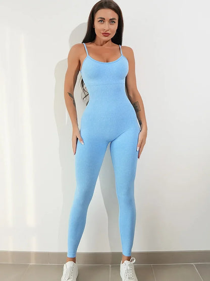 Seamless Yoga Jumpsuits Sports Fitness Hip-lifting Straps One-Piece Running Leggings Bodysuits Workout Gym Tracksuits for Women