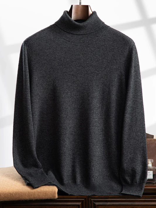 Fashion Basic Men 100% Cashmere Sweater Turtleneck Long Sleeve Pullover Clothing Smart Casual Cashmere Knitwear Clothing Tops