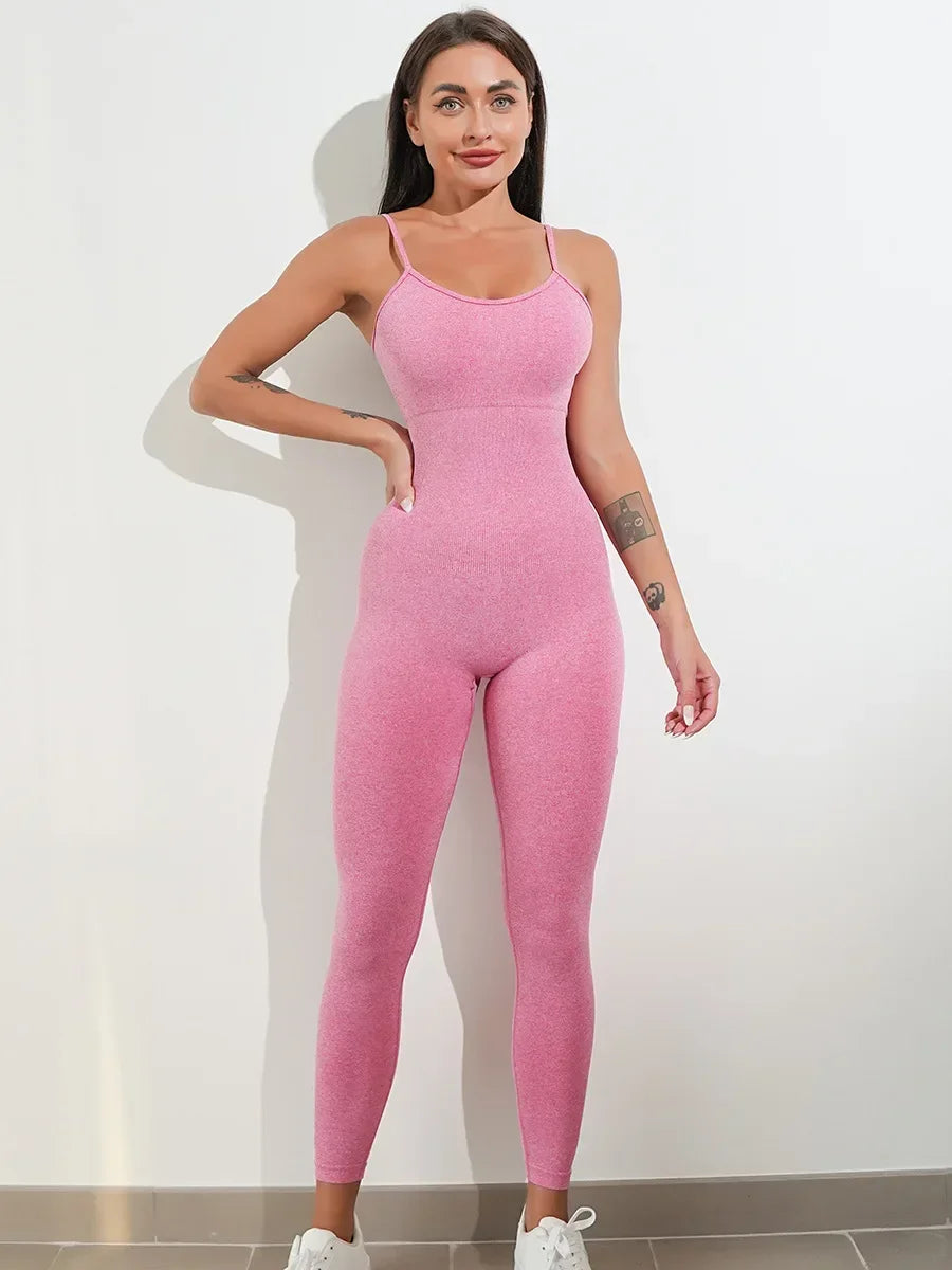 Seamless Yoga Jumpsuits Sports Fitness Hip-lifting Straps One-Piece Running Leggings Bodysuits Workout Gym Tracksuits for Women