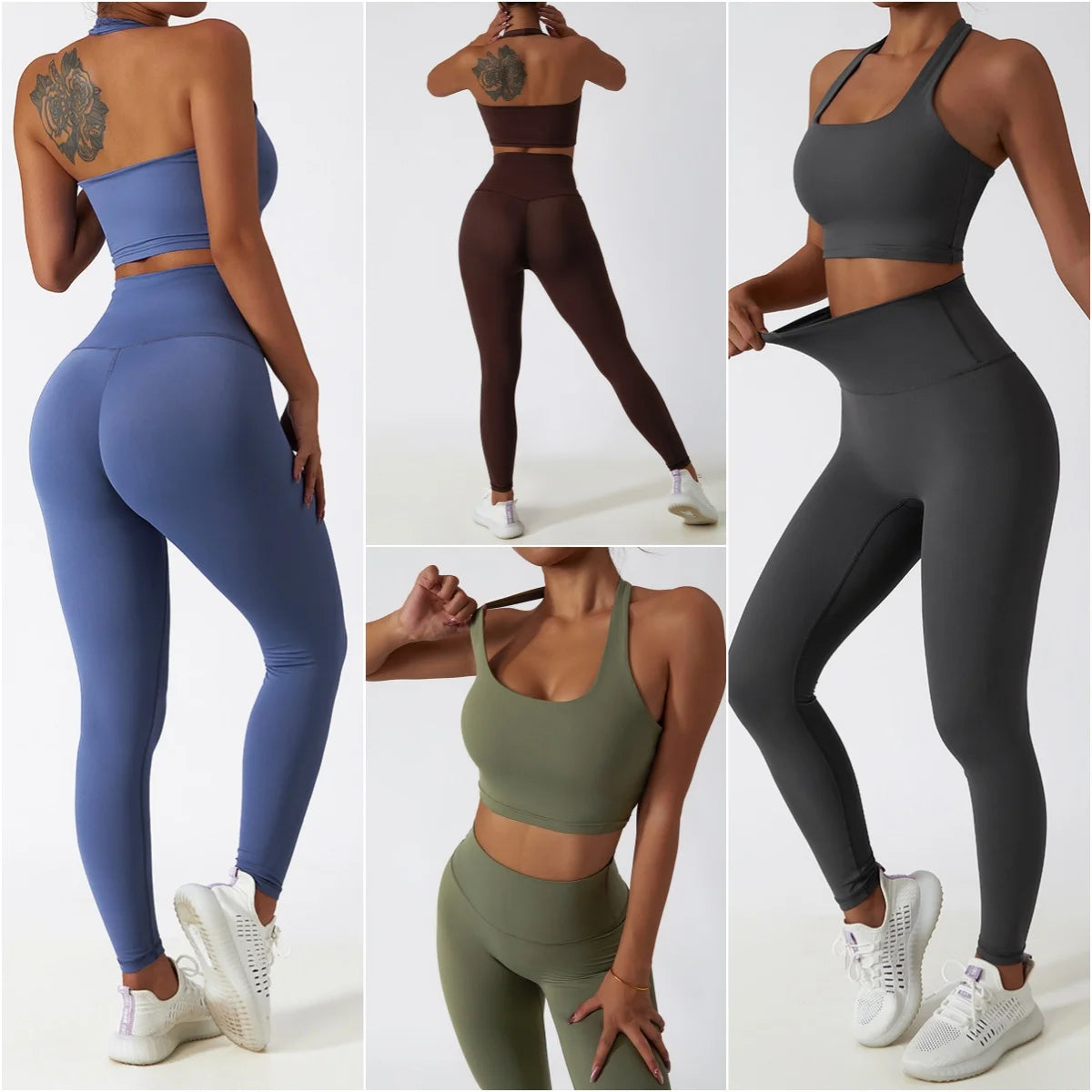 Women Gym Set Full Zip Long Sleeve Jacket Workout Yoga Running Leggings Sports Bra Stretch Women Fitness Outfit Women Activewear