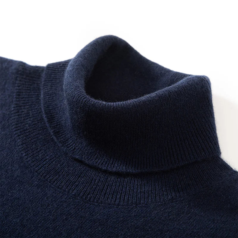 Fashion Basic Men 100% Cashmere Sweater Turtleneck Long Sleeve Pullover Clothing Smart Casual Cashmere Knitwear Clothing Tops