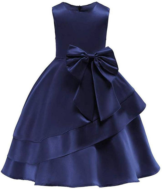 Girls Midi/Knee Length Party Dress  (Dark Blue, Sleeveless)