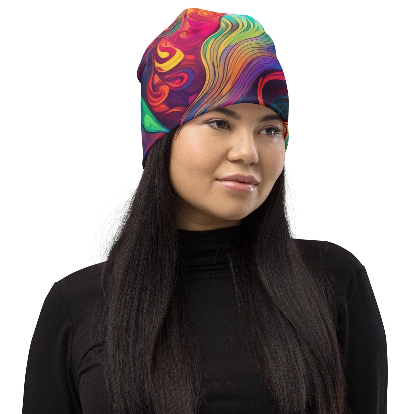 Double-layered Beanie Hat Vibrant Psychedelic Kaleidoscope Boho 7