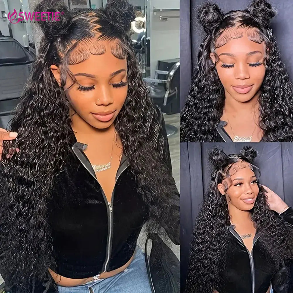 Deep Wave 13x6/13x4 HD Transparent Lace Front Human Hair Wigs Remy Human Hair 30 34inch Wet And Wavy Water Wave Frontal Wig