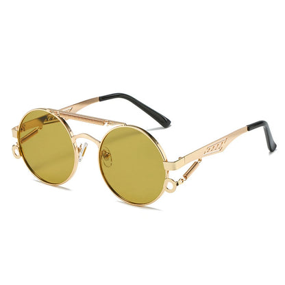 Retro Metal Double Bridges Round Sunglasses