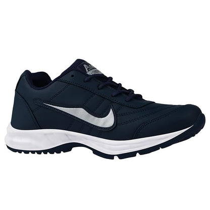 Men's Faux Leather Light Weight Running Shoes (Size-UK-8) (Color-NAVY