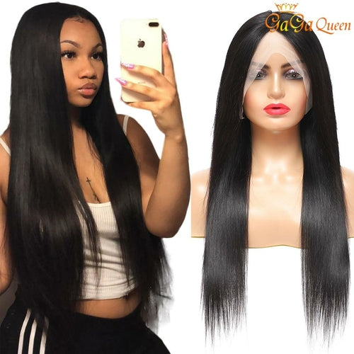 4x13 Silky Straight Brazilian Virgin Hair Human Hair Lace Front Wigs