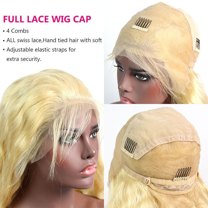 613 Blonde Short Bob Wigs Lace Front Human Hair Wigs Soft Pre Plucked