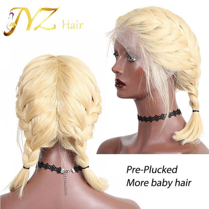 613 Blonde Short Bob Wigs Lace Front Human Hair Wigs Soft Pre Plucked