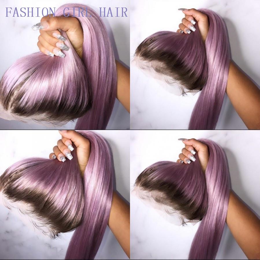 Ombre Purple Long Straight Lace Wigs for American Women Synthetic Lace