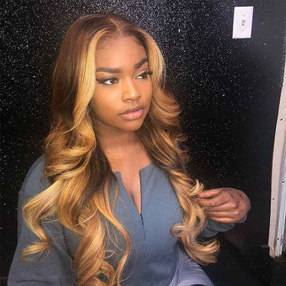 Full Lace Human Hair Wigs Colored Lace Frontal Wig Wavy 13x4 Lace